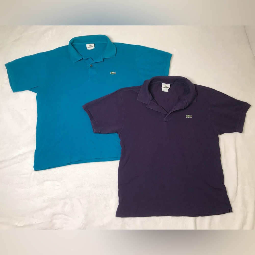 Men’s Lacoste Two Shirt Bundle Teal Turquoise Purple Size 4 Polos